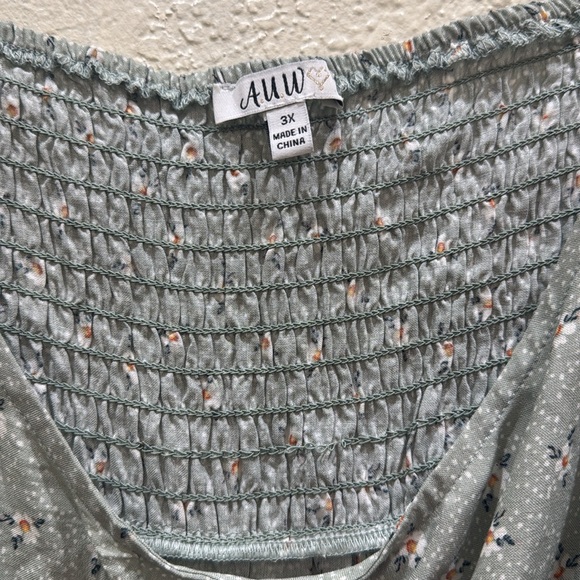 AWW Light Green Flower Summer Dress Size 3X - Picture 4 of 5